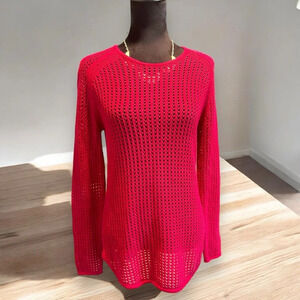 Jeanne Pierre open knit sweater red size medium